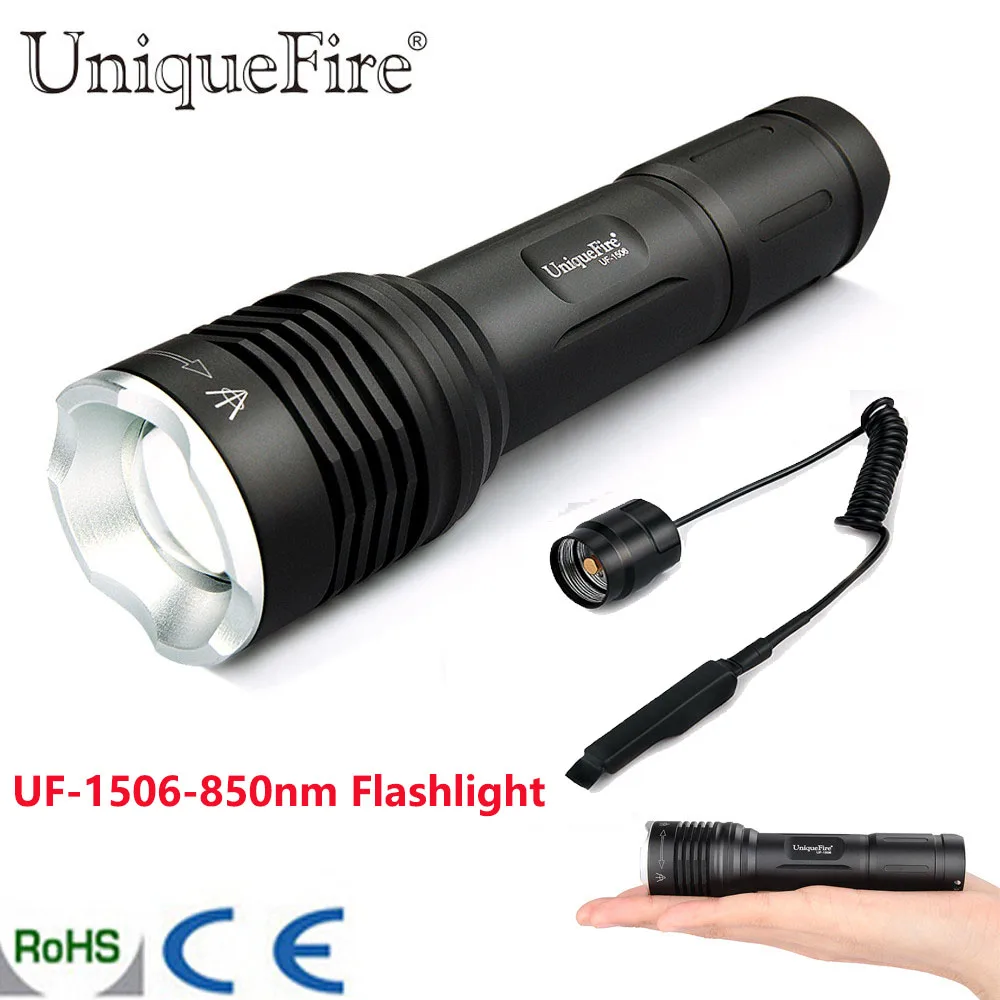 

UniqueFire Hunting IR Flashlight UF-1506 850nm Led Rechargeable 3 Modes Aluminum Alloy Flashlight+Remote Pressure For Hunt