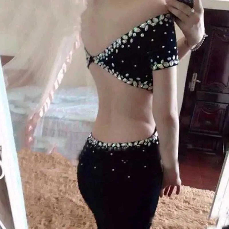 Соблазнительные Выпускные платья-русалки с V-образным вырезом Длинные Черные