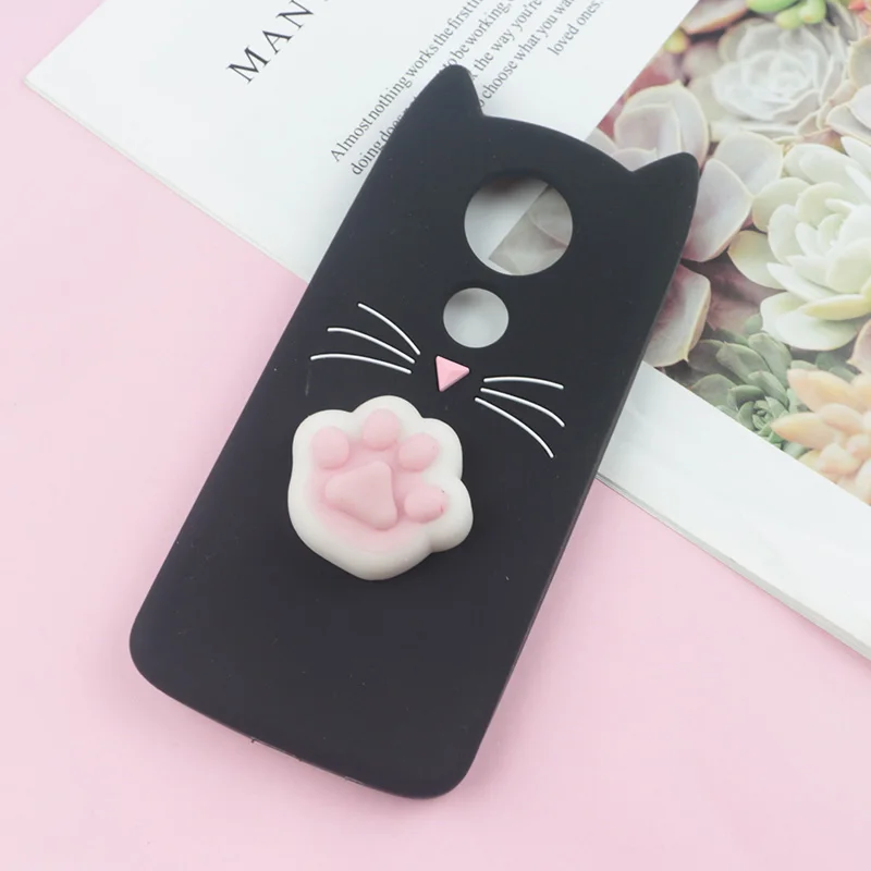 Милый японский блестящий чехол с котом для Motorola Moto G6 Play G6Play XT1922-4 G5 C E4 Plus E5 G5S Plus Мягкий чехол для телефона с котом - Цвет: HuXu Black Foot