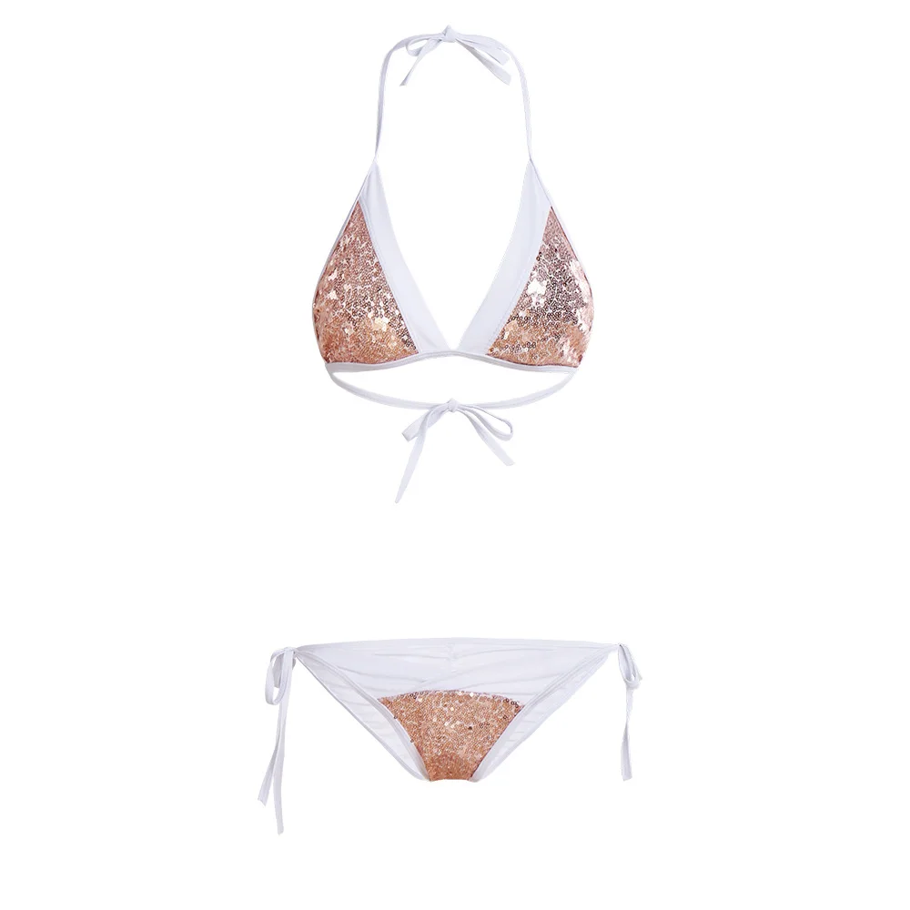 

Brazilian Bikinis Sexy Women's Bandage Bikini Set Push-up Shining Sequin Triangle Swimsuit Swimwear Maillot de bain Femme 2018