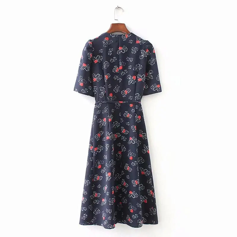 Женское платье пачка винтажное средней длины с цветочным принтом в стиле бохо
