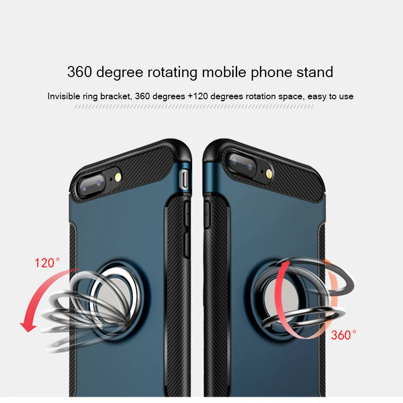 Защитный чехол-подставка criar House для iPhone X 8 7 Plus 6 6s SE 5 5S с металлическим кольцом