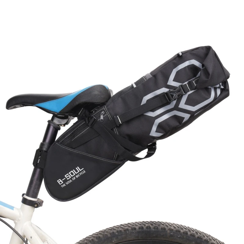 

B-SOUL 10L Foldable Waterproof Bike Saddle Bag Large Capacity Tail Rear Cycling Bicycle Bag MTB Trunk Pannier Cycle Bag