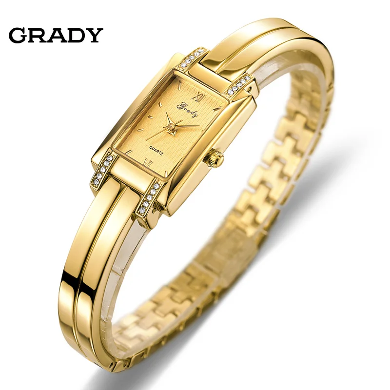 Бренд Grady, модные, 18k позолоченные женские часы, 3 АТМ, водонепроницаемые женские кварцевые часы, женские наручные часы, relogio masculino