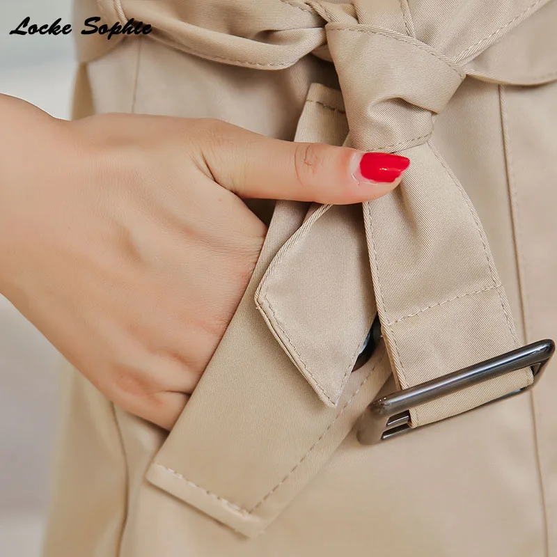 Women plus size Trench coats 2019 Spring Fashion cotton blend Double-breasted waist belt Windbreaker ladies Skinny | Женская одежда