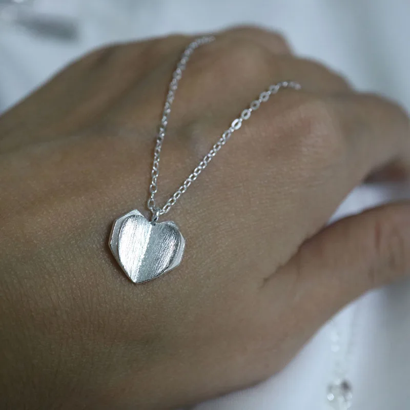 Fashion pure S925 sterling silver heart pendant necklace for women Simple Clavicle chain Valentine's day | Украшения и