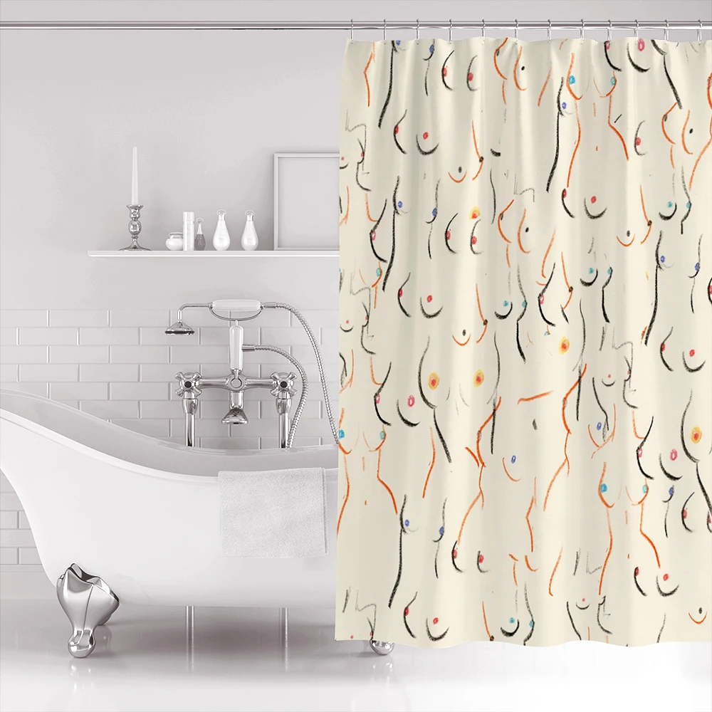 Кремовая занавеска для душа экологически чистая ванной комнаты украшение