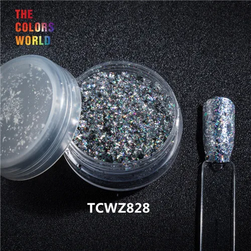 TCT-039, цветные чешуйки, металлический блеск, волшебное зеркало, фольга для ногтей, Гель-лак для ногтей, украшения для ногтей, боди-арт, украшения - Цвет: TCWZ828   20g