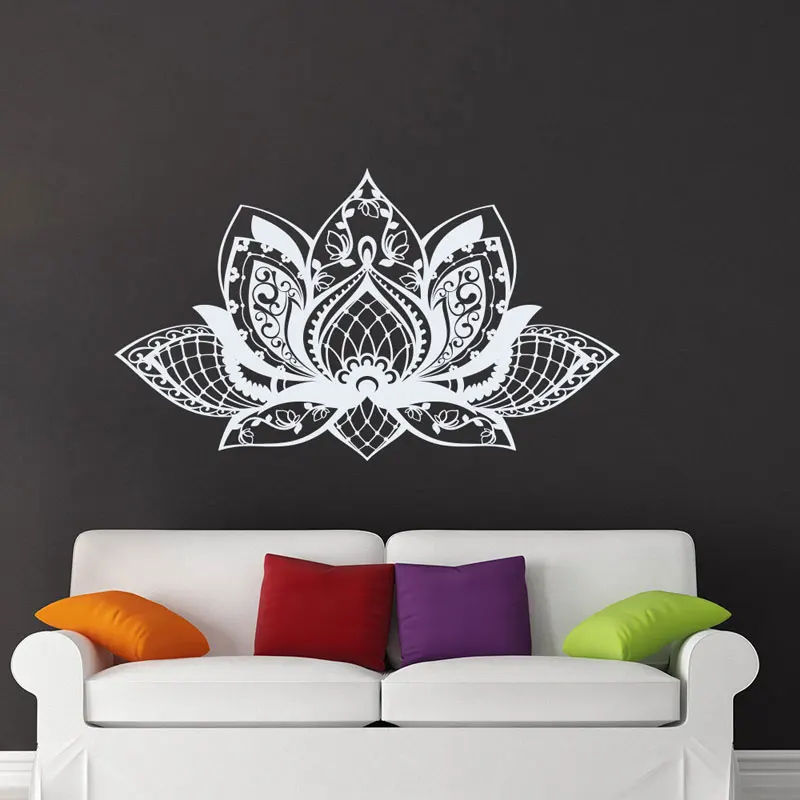 

Lotous Mandala Flower Yoga Studio Vinyl Wall Sticker Home Decor For Living Room Bedroom Decals Removable Mural Bohemian MT01