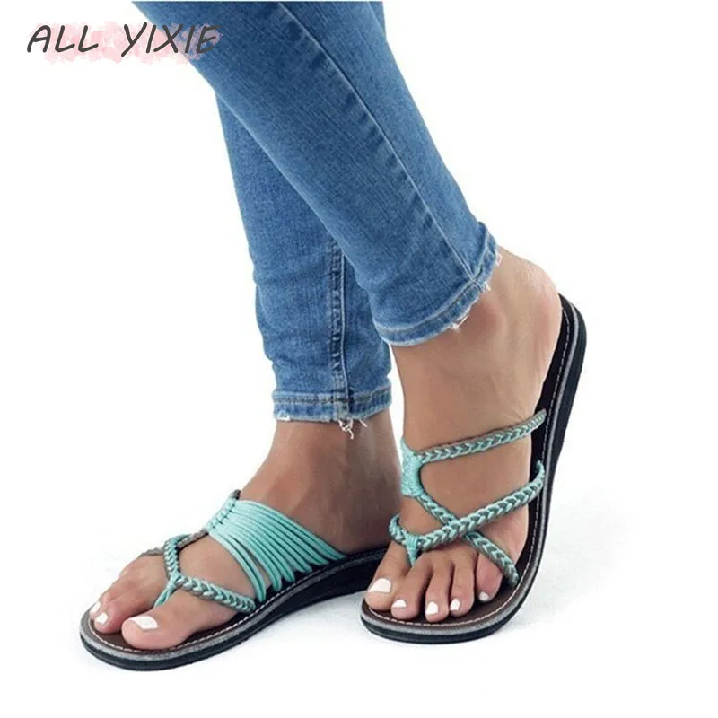 ALL YIXIE New Fashion Summer Flip Flops Women Slippers Leisure Female Ladies Beach Outdoor Casual Leather Flats | Обувь