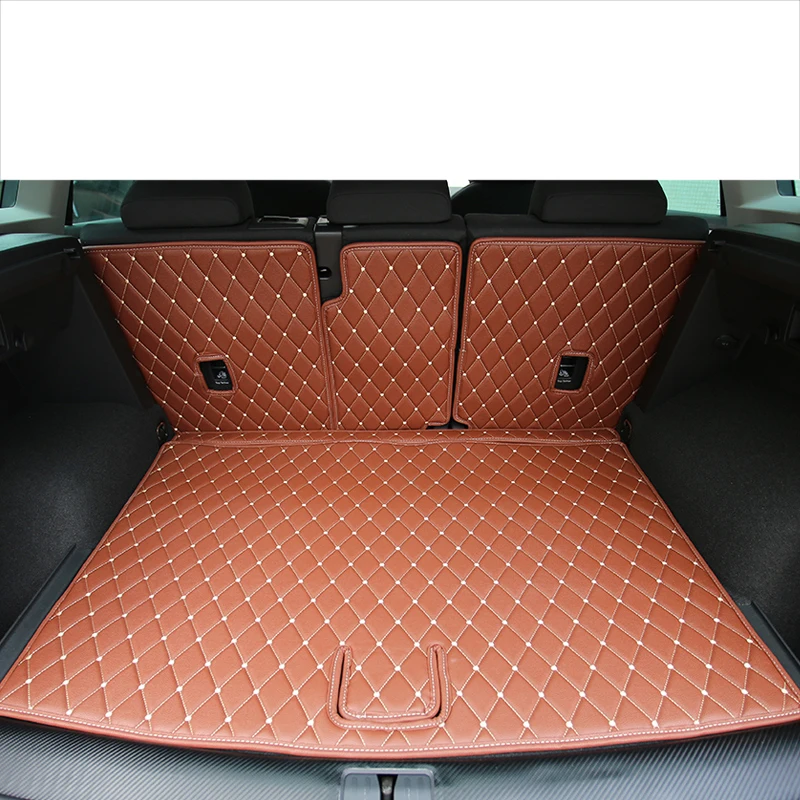 5 pieces brown Lsrtw2017 волокна кожи багажник автомобиля коврик для Volkswagen Tiguan - Название цвета: 5 pieces brown