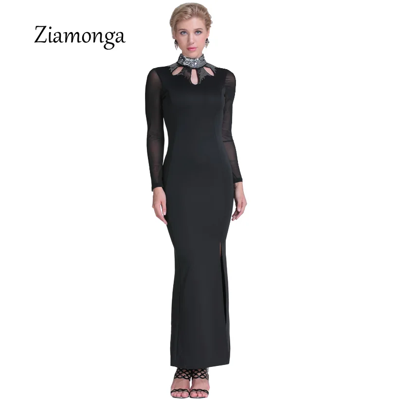 Элегантные женские вечерние платья с воротником хомутом платье блестками до