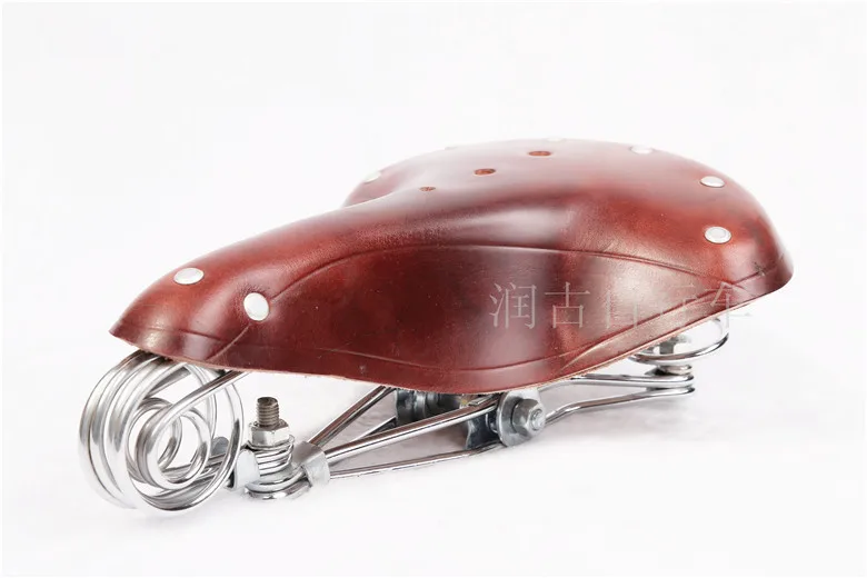 Винтажное кожаное велосипедное седло трехвесеннее сиденье из воловьей кожи