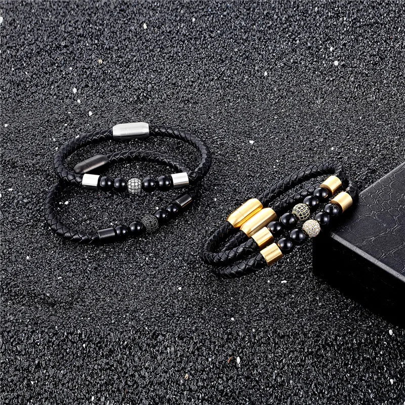 Бобо 8 мм Бальные браслеты для мужчин и женщин нержавеющая сталь черная