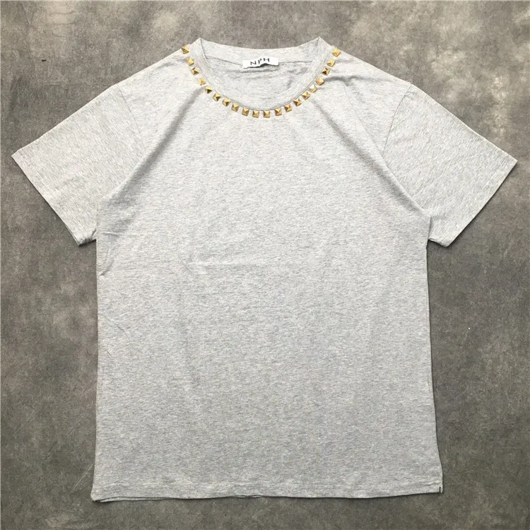 Новинка, паркур, новинка, Брендовые мужские футболки с заклепками, металлический ошейник с заклепками, футболка, хип-хоп, скейтборд, уличные хлопковые футболки, футболки, kenye