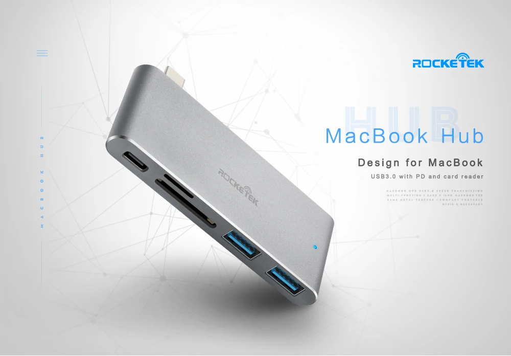 Rocketek Мульти usb type c 3,0 концентратор порт адаптер питания интерфейс сплиттер SD/TF кард-ридер для MacBook pro ПК Аксессуары для ноутбуков