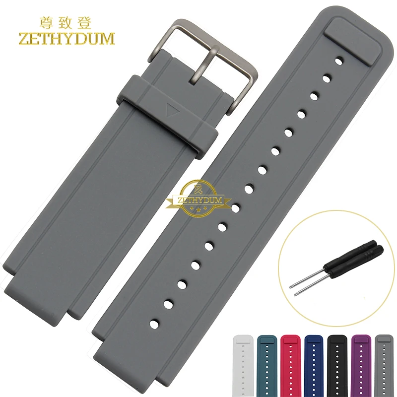Силиконовый ремешок для часов резиновый браслет Смарт часы Garmin 24*15 мм выпуклый