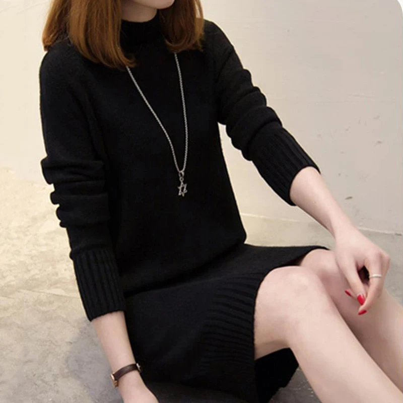 2019 High Quality Women Autumn Winter Sweater Long Knitted 7 Colors Available Female Turtleneck Warm Ladies Casual Jumper | Женская