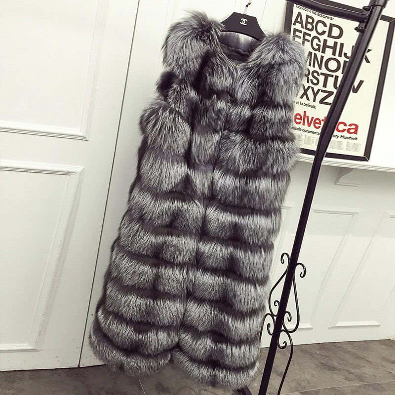 Высокого качества Дикий меха лисы длинные Меховой жилет импортная Красного