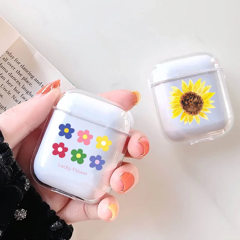 Прозрачный цветочный роскошный мягкий чехол для наушников Airpods 1/2 милый