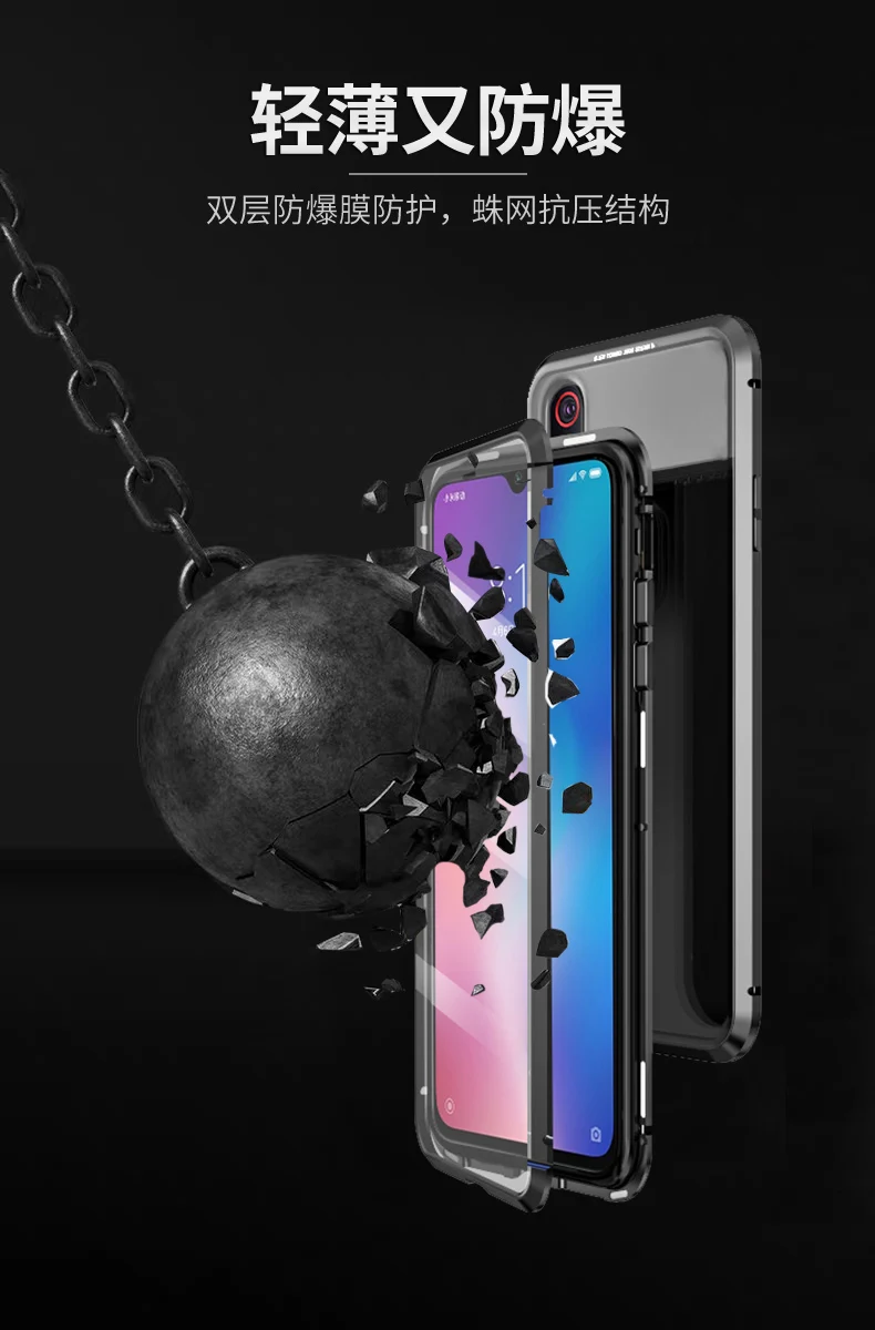 Для Xiaomi mi 9 mi 9 Магнитный чехол 360 Передний+ задний двухсторонний 9H чехол из закаленного стекла для Xiao mi 9 металлический бампер для Xiaomi mi 9
