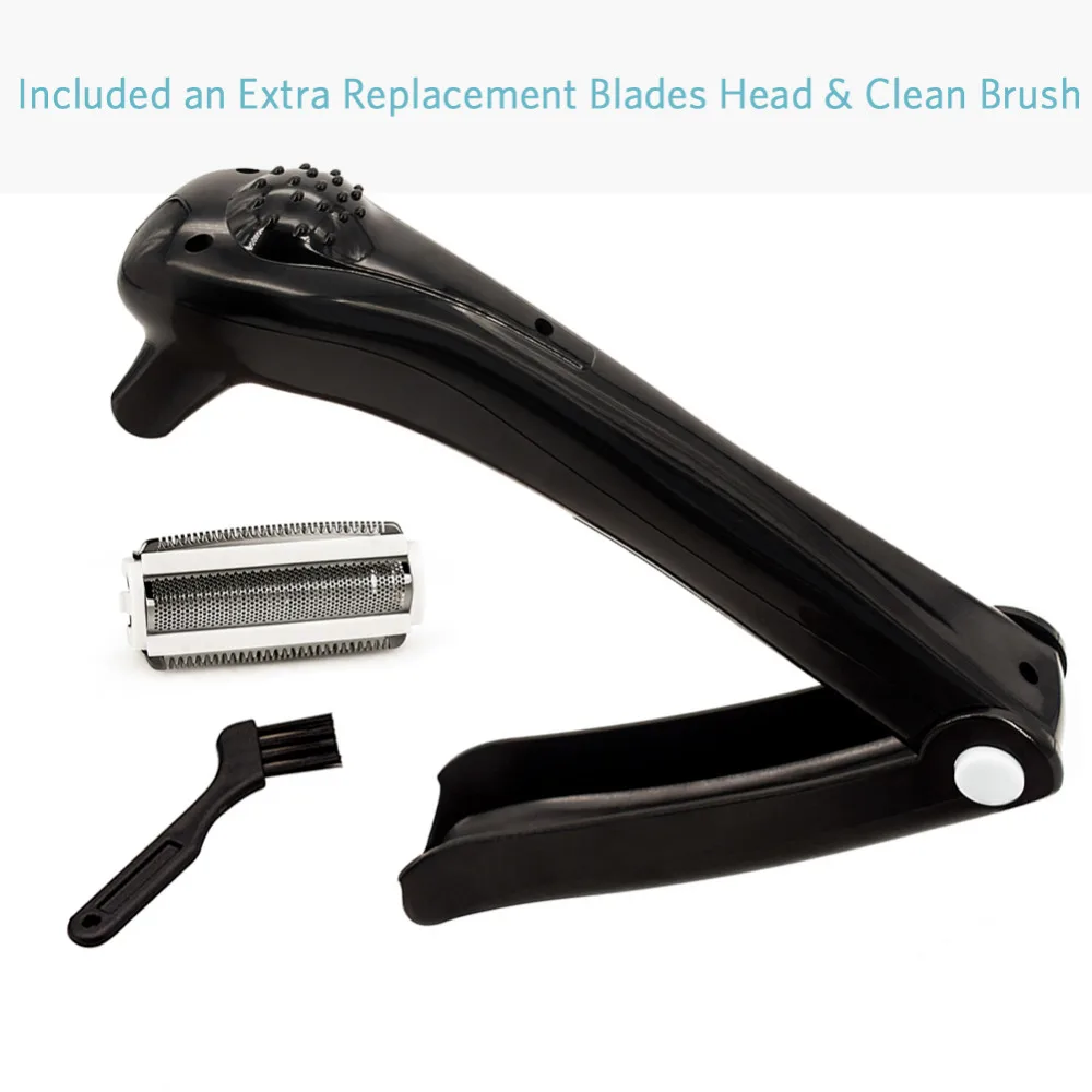 Battery Manual Long Handle Hair Remover & 2 Blades