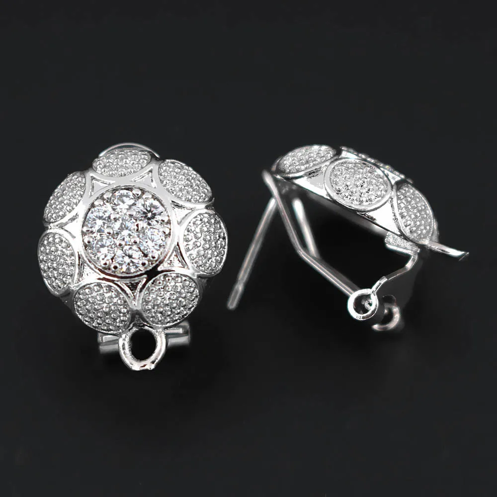 Серьги-клипсы с микрозакрепкой из фианита зажим подвесками металлическая