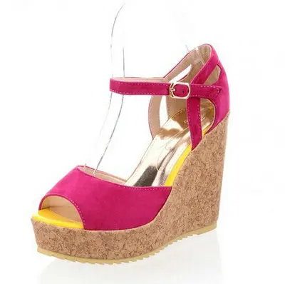 New arrival 2014 high heel fashion wedges women pumps peep toe platform party sexy sandals shoes for ladies SH1088 size 34-39 | Обувь