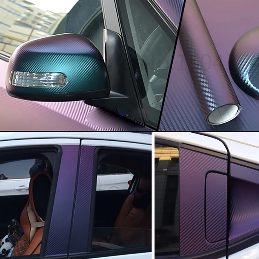 Виниловая 3d пленка Хамелеон 50x200 см из углеродного волокна внутренняя и внешняя