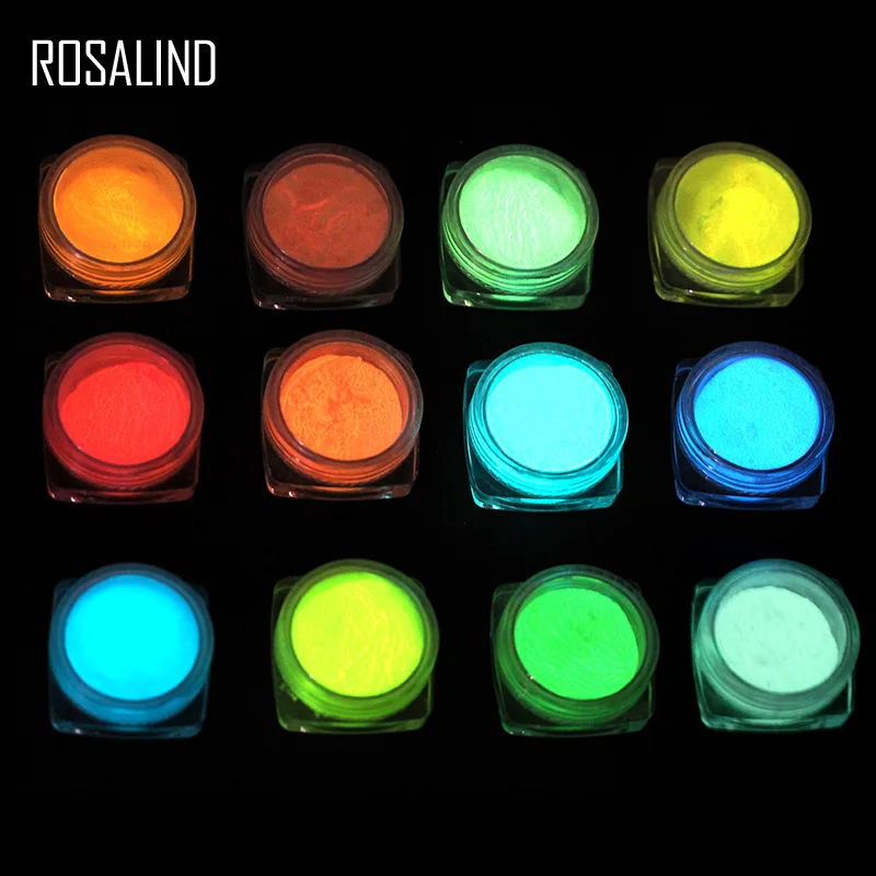 Блестящий фосфор для дизайна ногтей ROSALIND светящееся порошковое покрытие