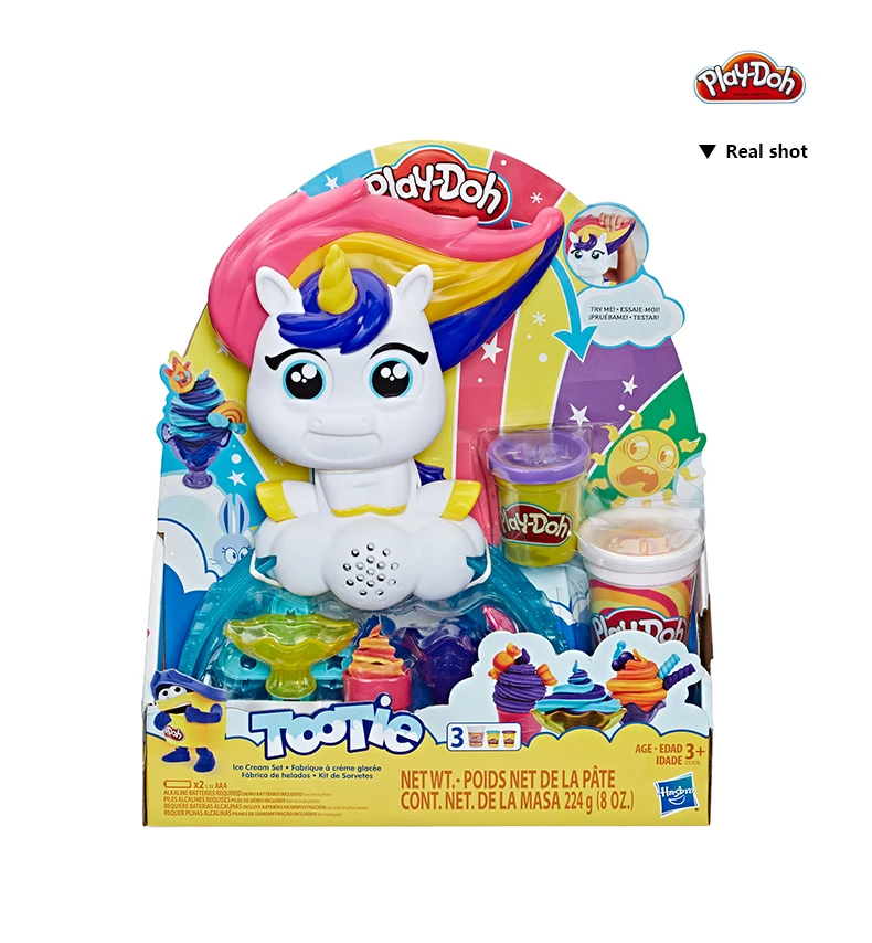 Набор для мороженого Hasbro Play-Doh Tootie the Unicorn с 3 нетоксичными цветами Play Doh color Swirl Compound