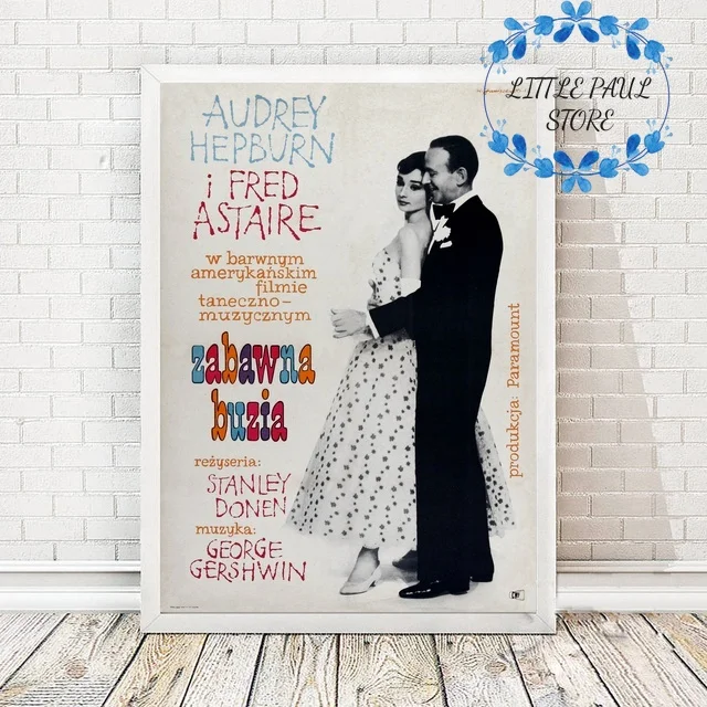 Классическое забавное лицо (1957) фильм Одри Хепберн Шелковый плакат настенные