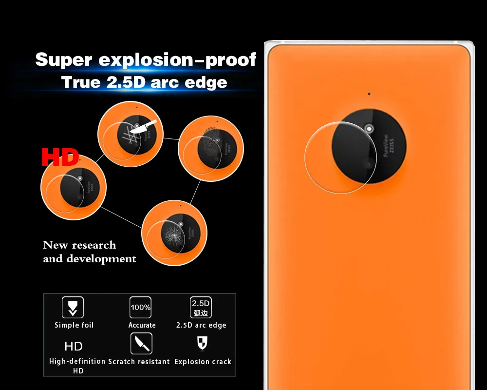 Ультратонкая Защитная пленка для задней камеры из закаленного стекла NOKIA 830 RM 983 984