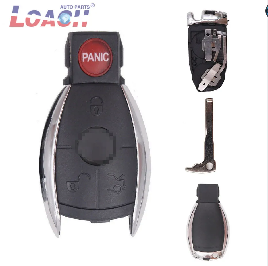 

3+1 Button Smart Key Case Shell for Mercedes Benz CL SLk CLK C E S Class Uncut Replacement Empty Shell with Battery Clamp Holde