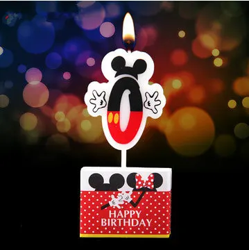 Mickey 0 1 шт. с днем рождения, мультяшная свеча, Микки, Минни Маус, свеча, юбилейный торт, цифры, От 0 до 9 лет, свеча, украшения для детской вечеринки, сделай сам - Цвет: Mickey 0