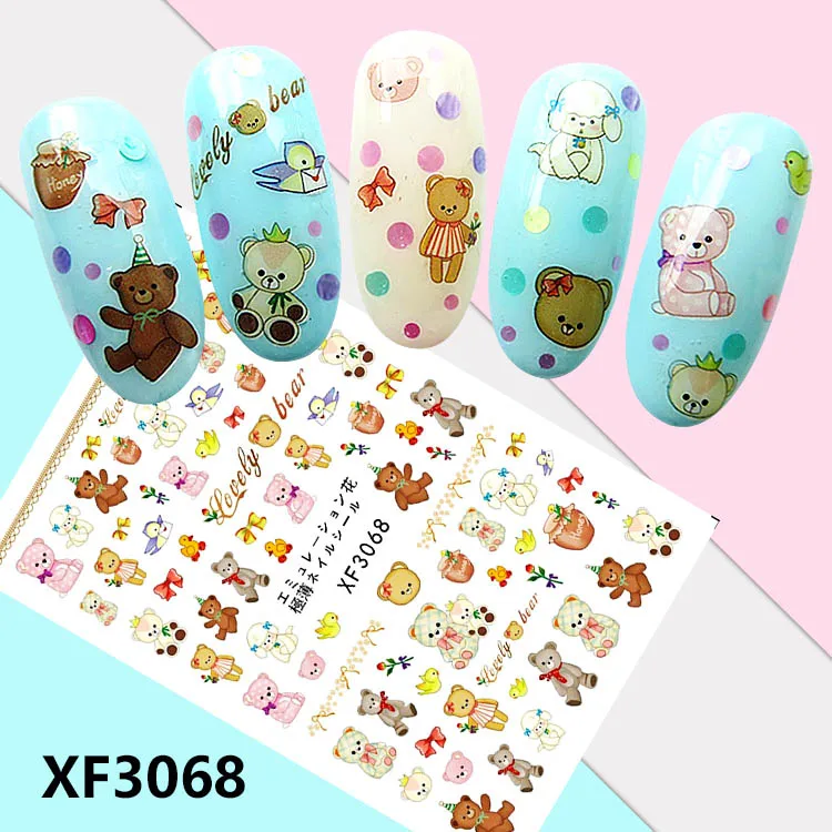 BXF3068 Мультфильм Тип! Лак для ногтей задний клей деколь декорации Дизайн Наклейка для ногтей Советы красоты - Цвет: BXF3068