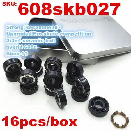 16pc Si3n4 ball 608z PluckyClover, керамический скейт, соревновательный подшипник 608z Abec11, роликовые коньки, роликовые коньки, скоростные скейты, скутер, скейтборд, подшипник, скейт 608 - Цвет: 16pc Si3n4 ball 608z
