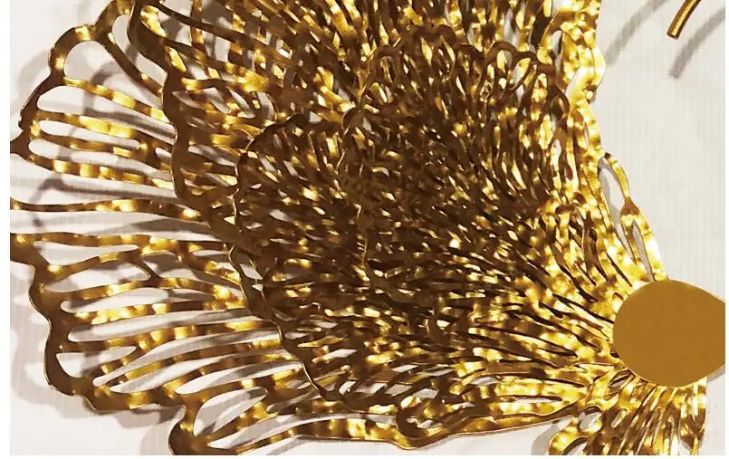 European Wrought Iron Butterfly Flower Wall Hanging Hotel Porch Wall Mural Decoration Livingroom Model Room Wall Sticker Crafts
