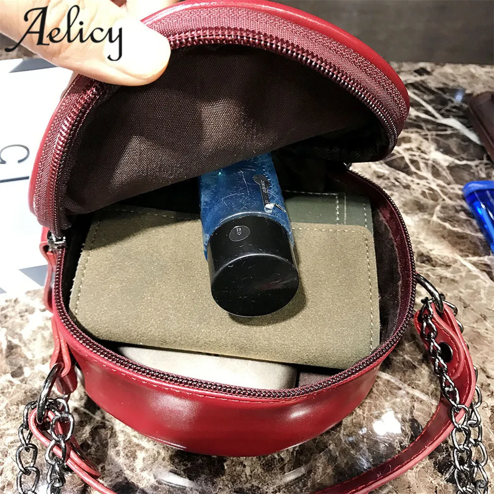 Aelicy женская кожаная сумка с цветочным принтом круглая для девушек на молнии мини