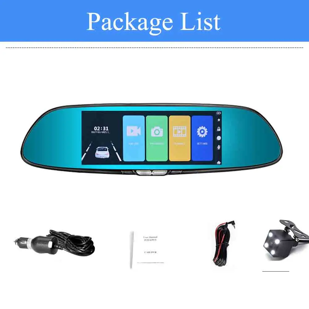 with rear camera Автомобильный видеорегистратор ADDKEY Full HD 1080 P, 7,0 дюймов, ips, сенсорный экран, рекордер, камера с двумя объективами, камера заднего вида, авто регистратор, видеорегистратор - Название цвета: with rear camera
