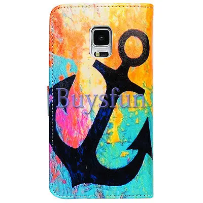 Bcov Brand Black Anchor Folio Leather Case Cover For Samsung Galaxy Note 4 103027840 |