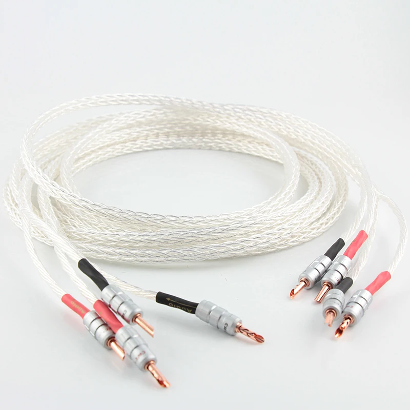 Hi-End Kimber 8AG 8N одна кристальная Серебряная сигнальная линия HIFI усилитель Акустический кабель Y Разъем типа "банан" аудио линия