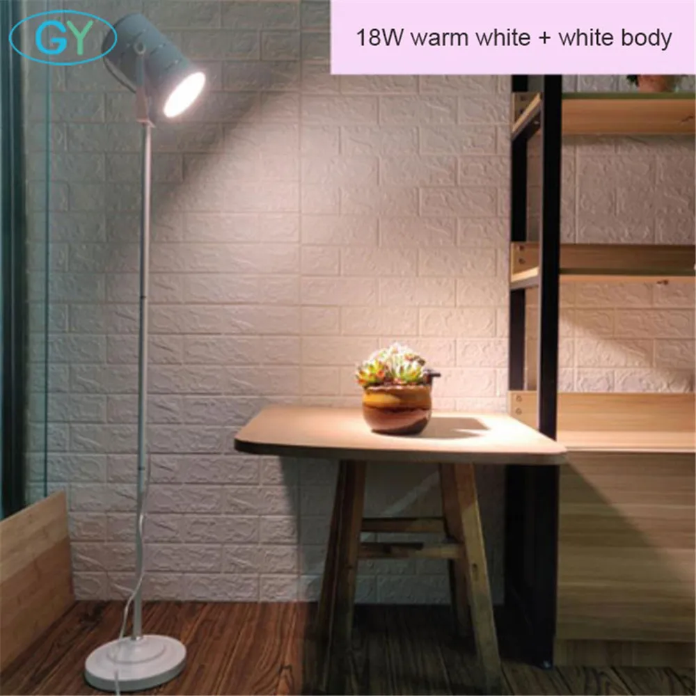 white 18W warm white AC100-240V 7 Вт 12 Вт 18 Вт полный спектр светодиодный светильник для выращивания черного и серебристого цветов СВЕТОДИОДНЫЙ торшер для выращивания растений, стоящая Светодиодная лампа для выращивания растений - Испускаемый цвет: white 18W warm white