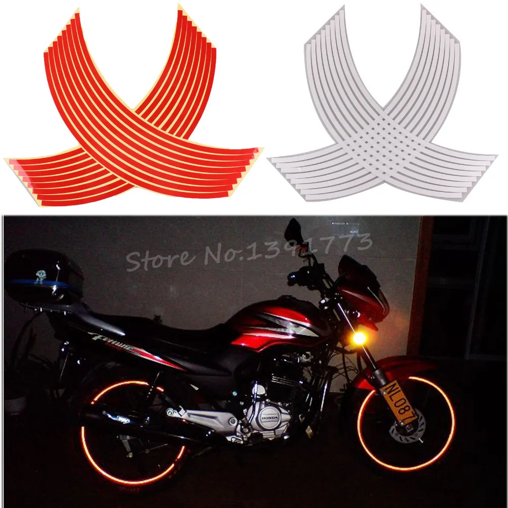 16 полоски велосипед мотоциклетные колеса автомобиля Стикеры Светоотражающие