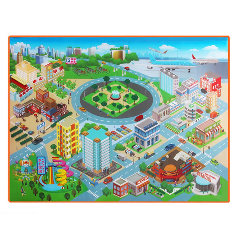 Детский игровой коврик дорожное движение карта для малышей двусторонний