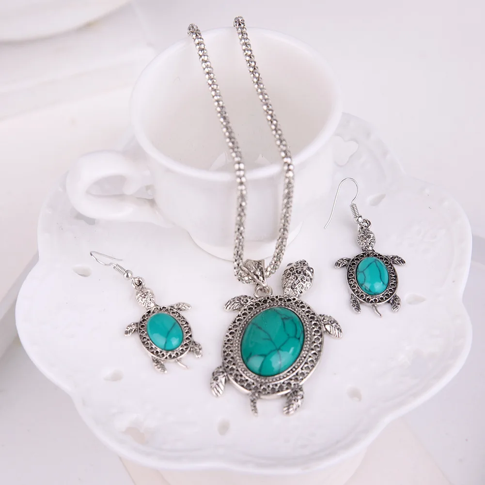 IMucci/Серьги Колье покрытием древняя Серебряный браслет черепаха изделия Трио для