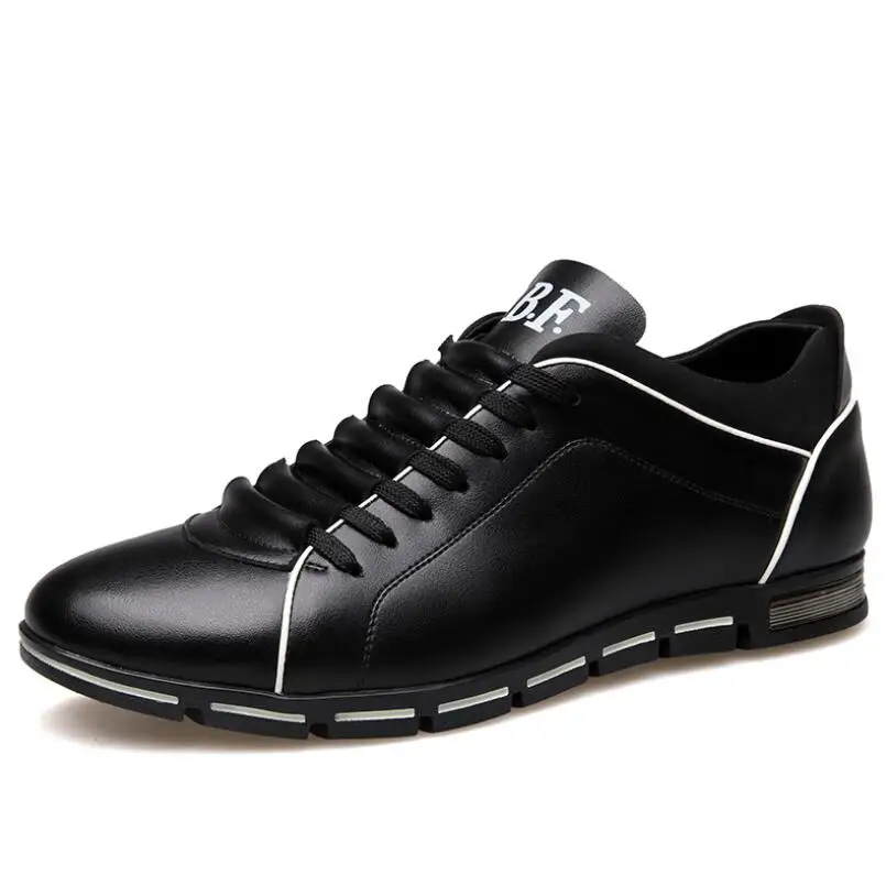 Black Casual Shoes Большие размеры 38-48; мужская повседневная обувь; модная кожаная обувь для мужчин; Летняя мужская обувь на плоской подошве; Прямая поставка - Цвет: Black Casual Shoes
