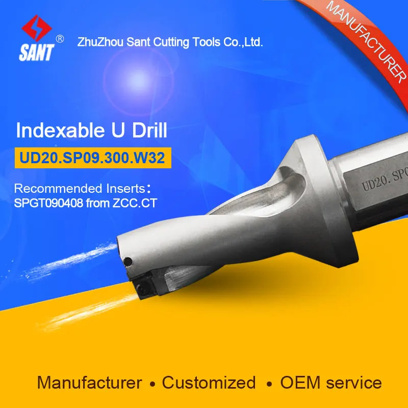 

SANT U drilling bit indexable drilling tool U drill UD20.SP09.300.W32 matched inserts SPMG090408