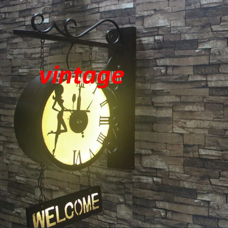 Британские винтажные железные Часы В индустриальном стиле настенный светильник