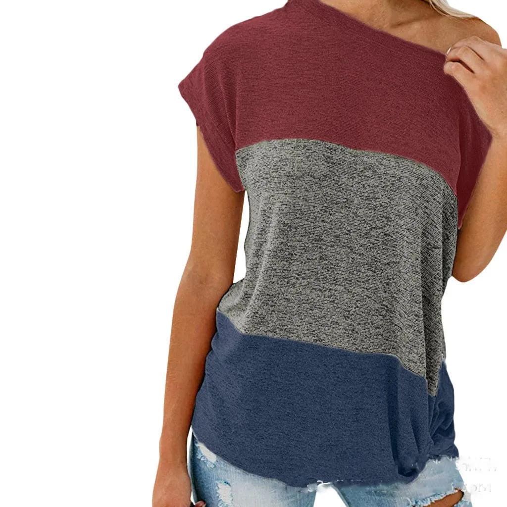 Женские повседневные асимметричные топы свободные футболки с коротким рукавом